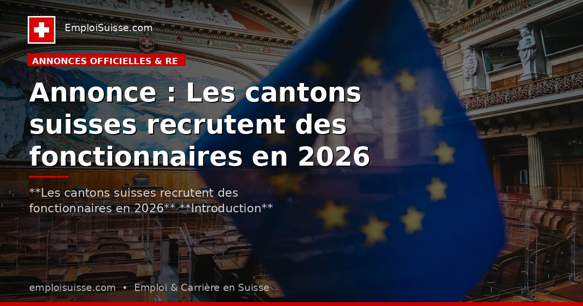 Annonce : Les cantons suisses recrutent des fonctionnaires en 2026