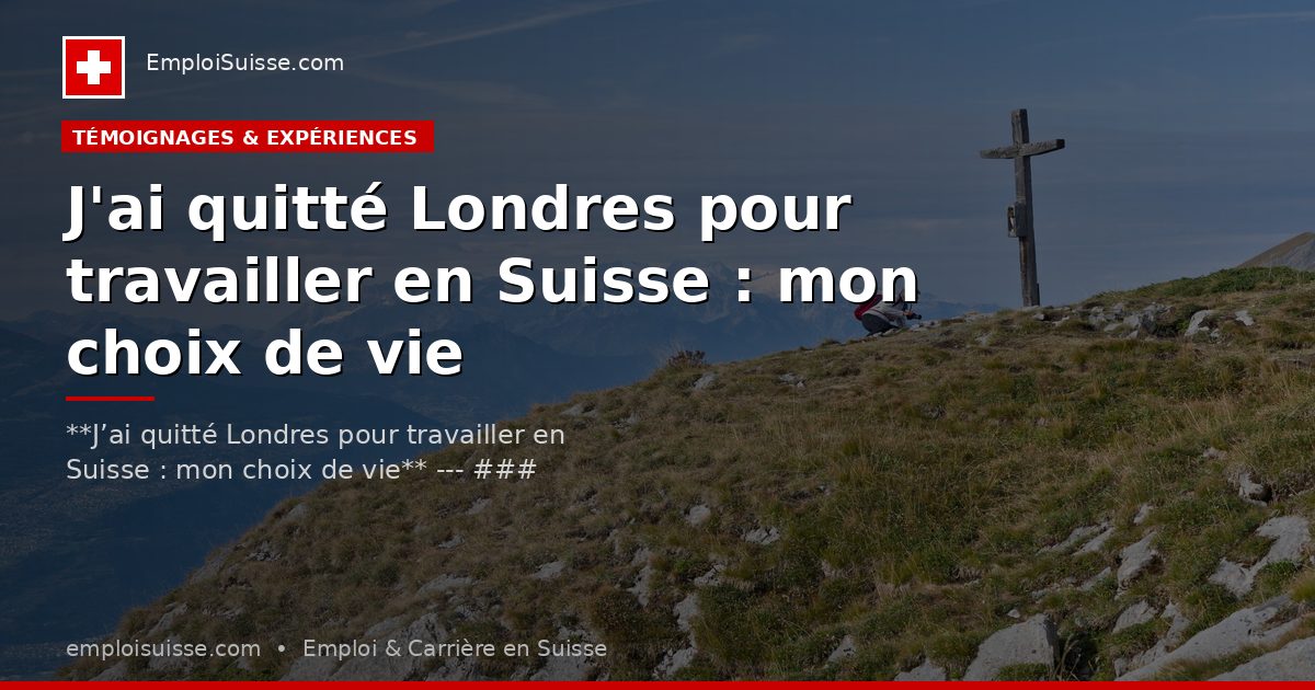 J'ai quitté Londres pour travailler en Suisse : mon choix de vie