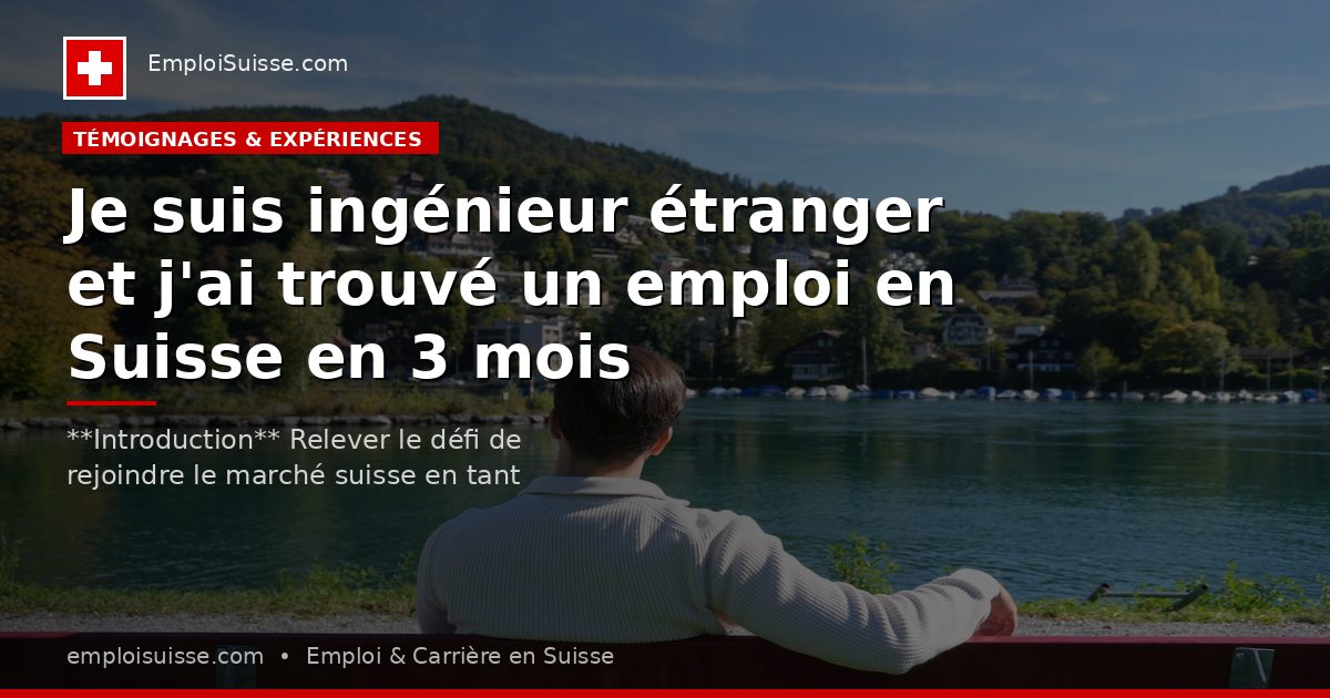 Je suis ingénieur étranger et j'ai trouvé un emploi en Suisse en 3 mois