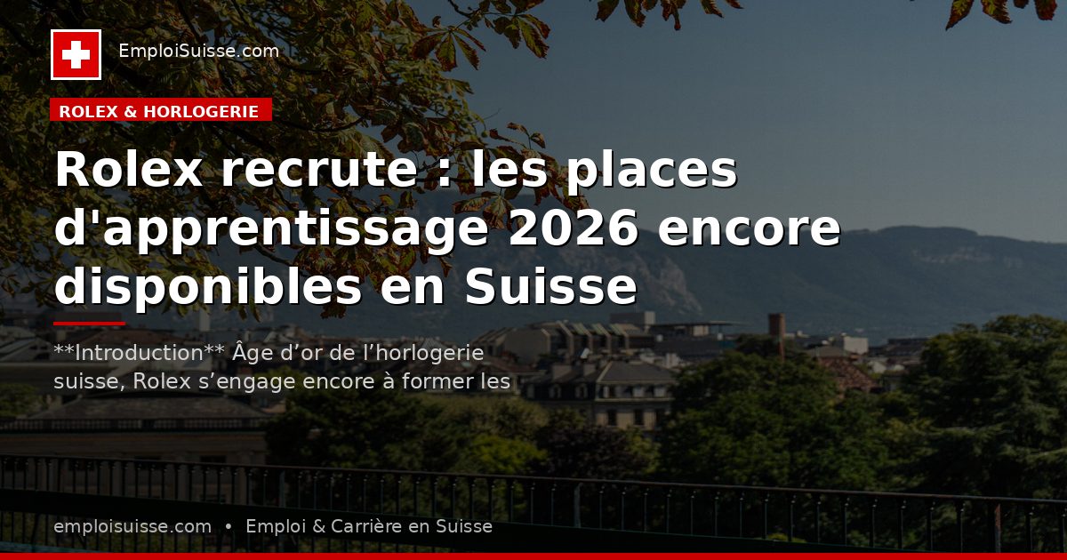 Rolex recrute : les places d'apprentissage 2026 encore disponibles en Suisse